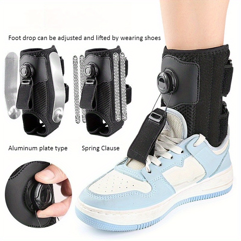 Ankle Mobility Band - 1個入り 再利用可能なノブドロップフットドロップブレース、足首保護、昼夜兼用の調節可能なリフティングシューレース、サポートバー付き