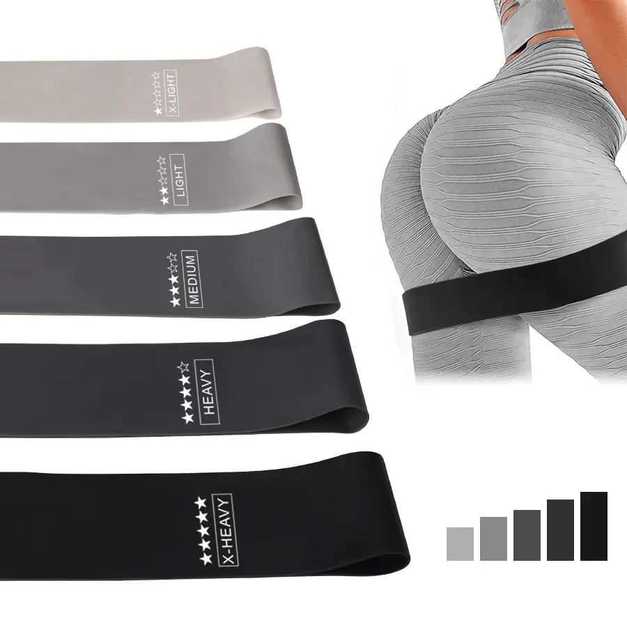 Crossfit Workout Gear - 5段階の抵抗レベルのエクササイズフィットネスゴムバンド、ミニバンド、ピラティススポーツエクステンダー、ワークアウト、クロスフィット用具