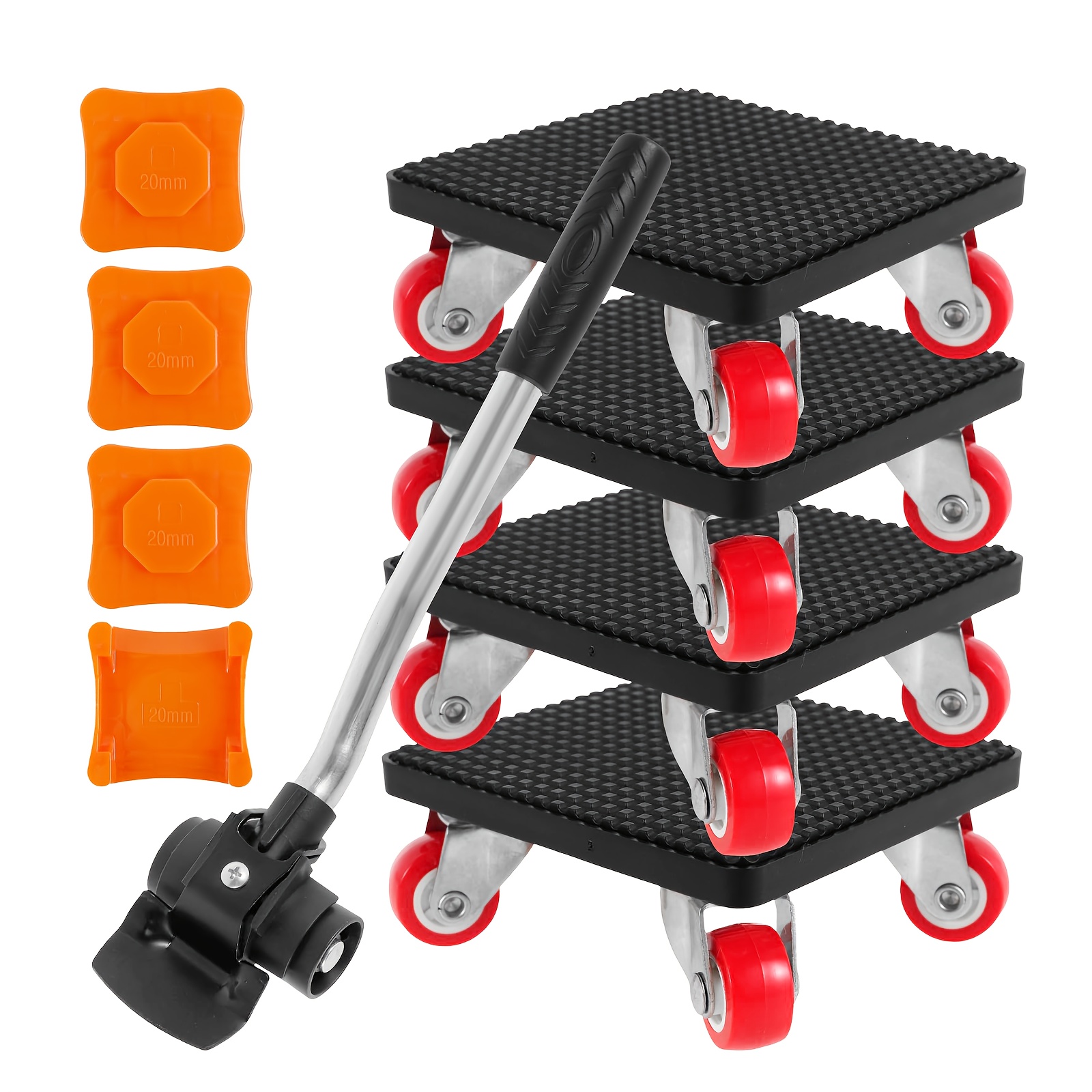 Crossfit Lifting - 9点セット家具リフター＆ムーバーツールセット、耐荷重1100ポンド、360度回転スライダー、静音カーボンスチールホイール付きヘビーデューティードリー、硬い床でも簡単に持ち上げて移動可能 - ソファ、ベッド、机に最適
