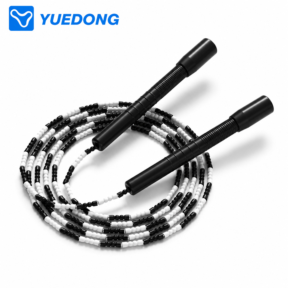 Skipping Rope Pvc - YUEDONG ビーズ縄跳び 調節可能なセグメント化された縄跳び ブラック ホワイト ビーズ