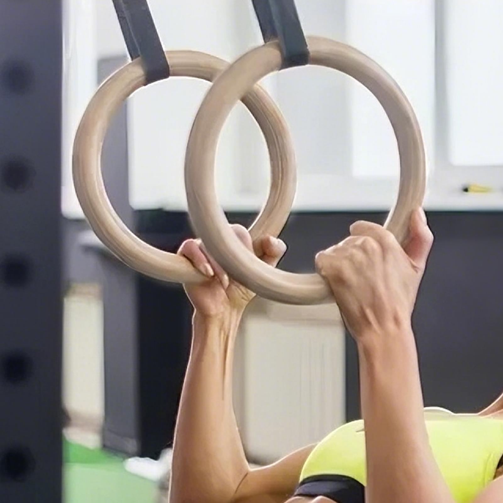 2 個/ペア木製ポータブル体操リングジム肩の強さホームフィッ - Gymnastic Ring Wood のレビューと価格