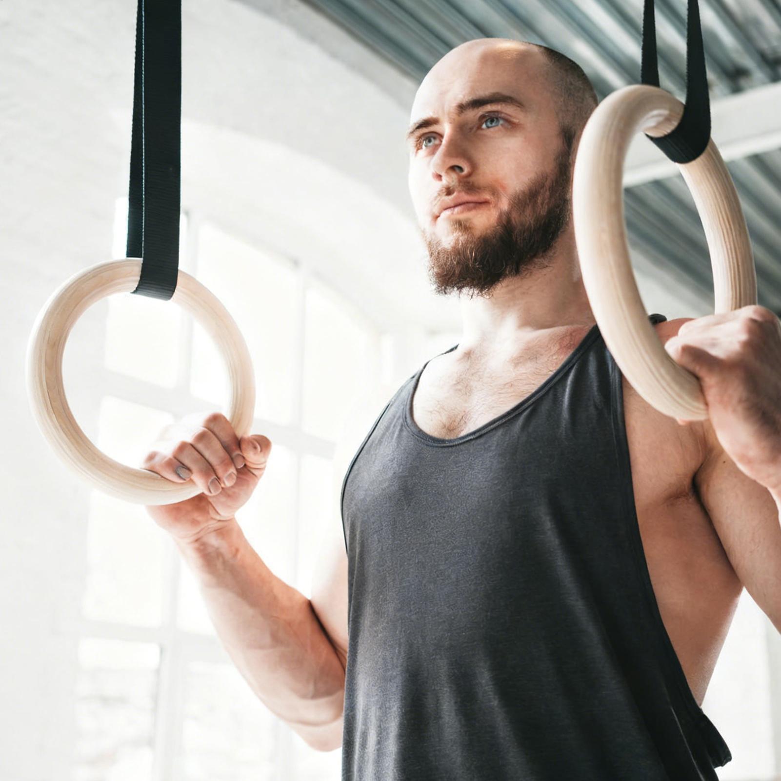 2 個/ペア木製ポータブル体操リングジム肩の強さホームフィッ - Gymnastic Ring Wood のレビューと価格
