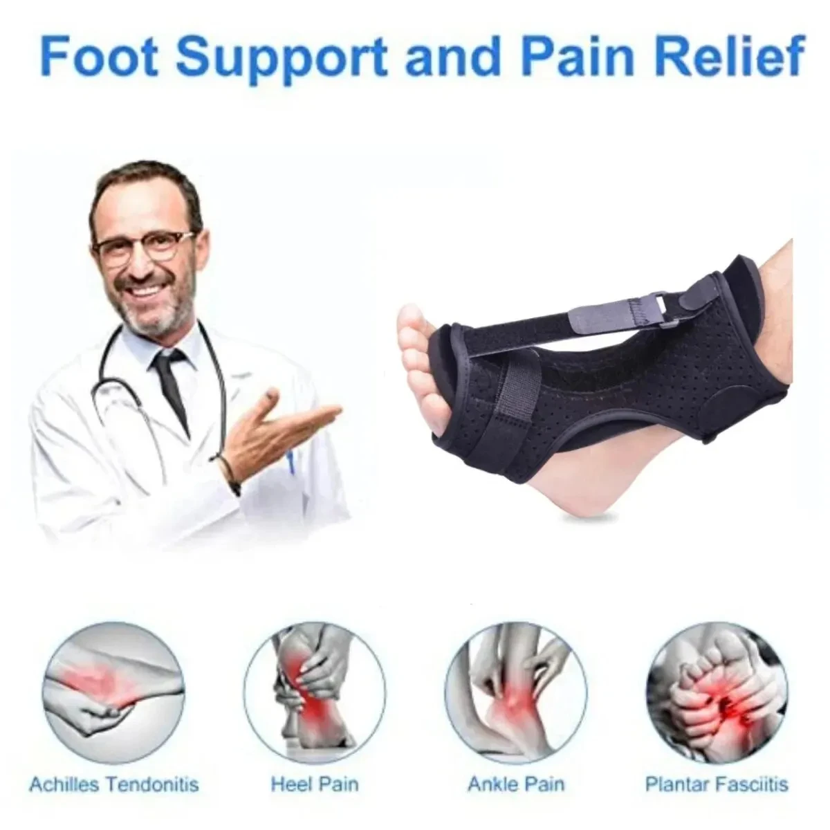 1PC 足底筋膜炎ナイトスプリント調整可能な足首ブレース足ド - Ankle Mobility Band のレビューと価格