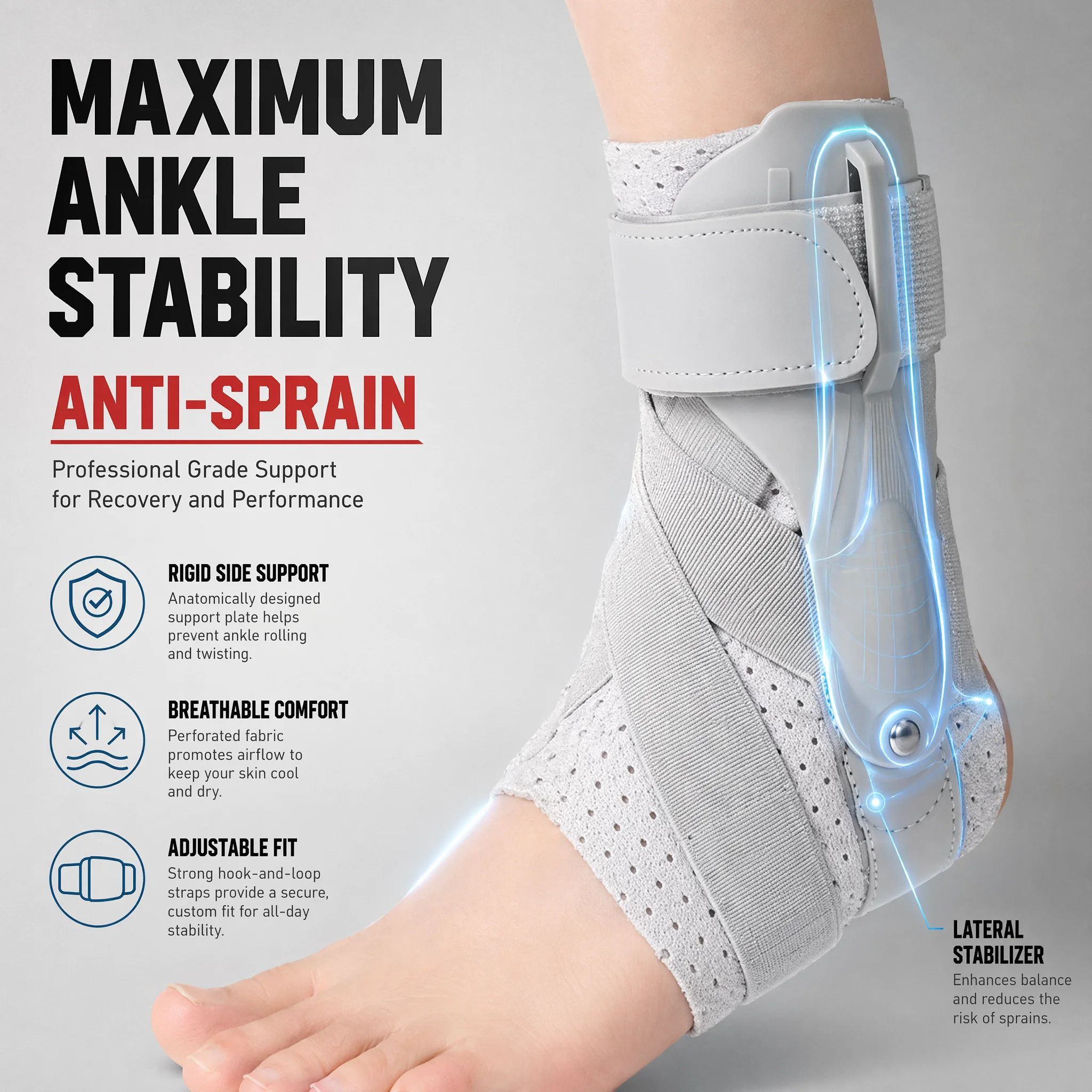 サイドスタビライザー付き足首ブレース、捻挫した足首の回復や腱 - Ankle Mobility Band のレビューと価格