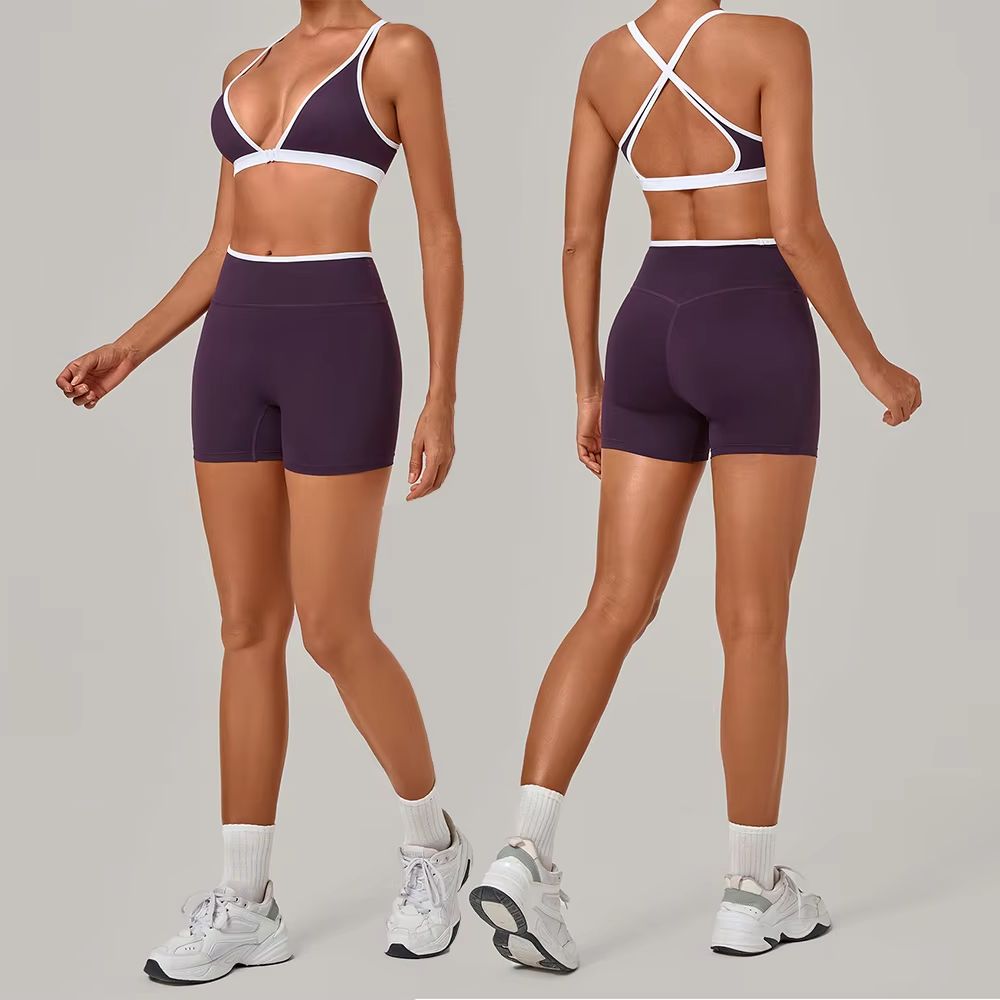 女性用2ピースヨガセット ディープVネック クロスバック ス - Crossfit Equipment のレビューと価格