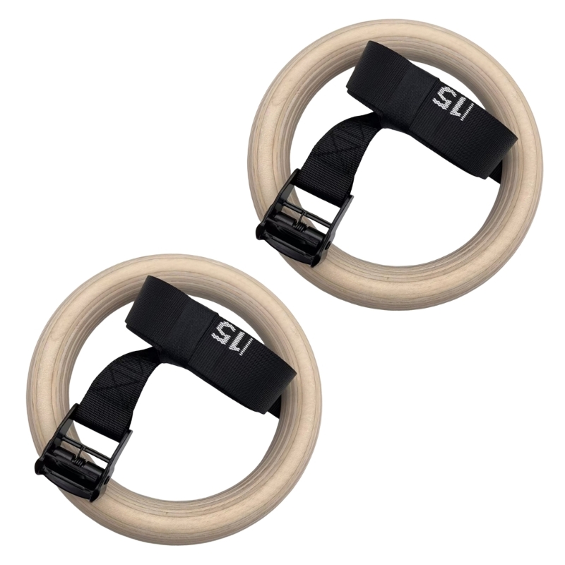 Q84C 調節可能な木製体操リング 調節可能なストラップ付き - Gymnastic Ring Wood のレビューと価格