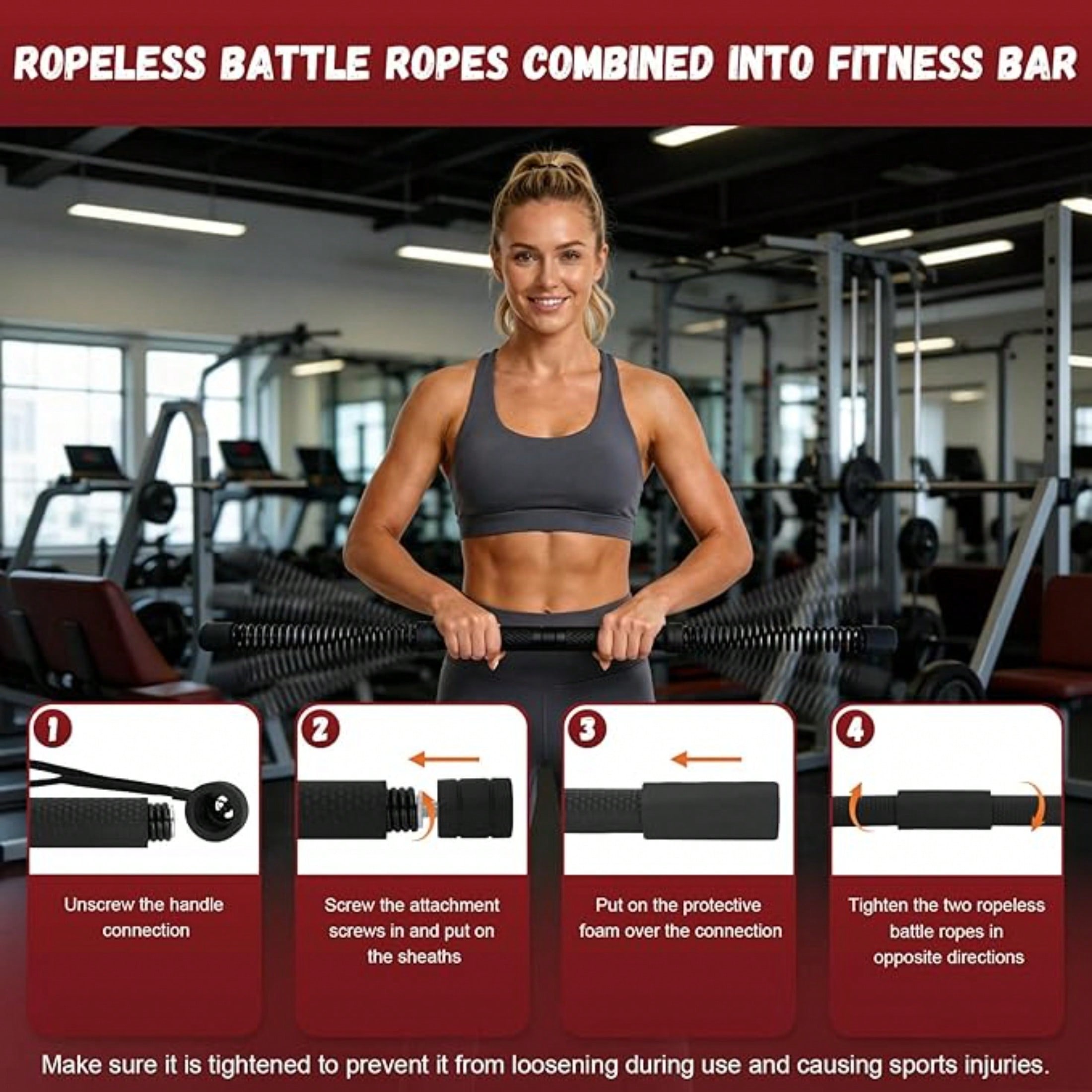 2-in-1アップグレード版コードレスバトルロープパワーツイ - Crossfit Workout Gear のレビューと価格