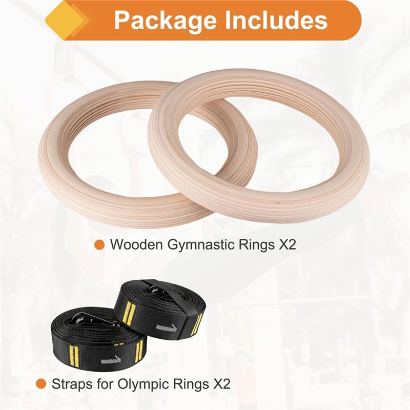 1.25インチの番号付き木製体操リング、キャリステニクス器具 - Gymnastic Ring Wood のレビューと価格