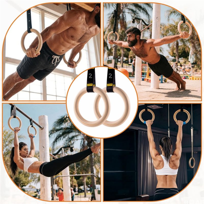 1.25インチの番号付き木製体操リング、キャリステニクス器具 - Gymnastic Ring Wood のレビューと価格
