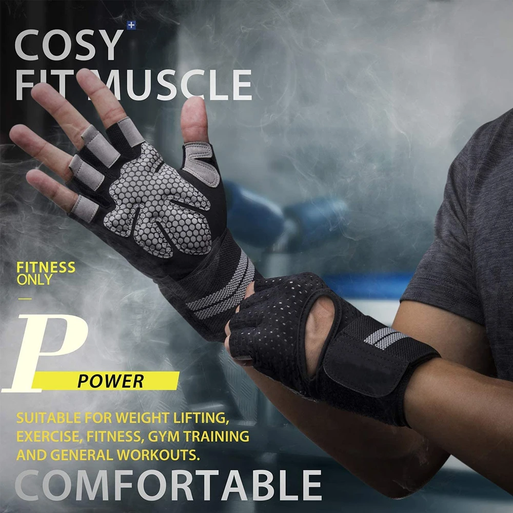 1 ペアハーフフィンガージムフィットネスグローブリストラップ - Crossfit Workout Gear のレビューと価格